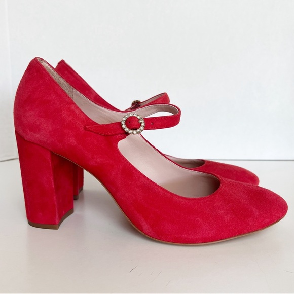 ✖️SOLD✖️•KATE SPADE• Engine Red Marlene Suede Mary Jane Pumps Size 11B - Picture 3 of 15